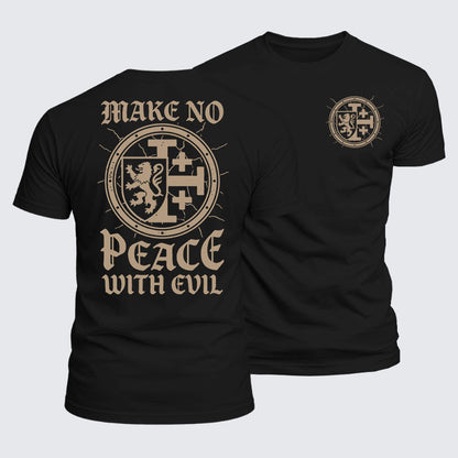 Luxe Mercerized Cotton Tee -  Make No Peace with Evil Knight Templar Jerusalem Cross