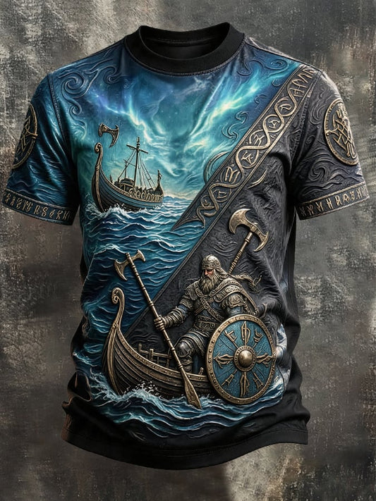 Men's Vintage Viking-Print T-Shirt