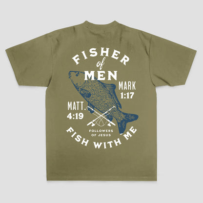 Fisher of men Mark 1:17 Matt. 4:19 Followers of jesus Fish with me Printed Men's T-shirt
