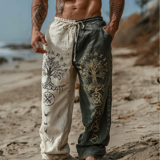 Men's Vintage Viking Yggdrasil Tree Of Life Inspired Summer Casual Pants