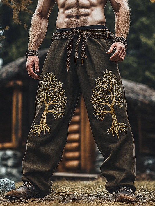 Men's Viking Mythical Vintage Graphics Tree Of Life Sweatpants