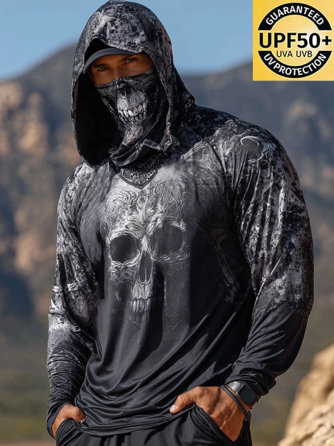Men's Outdoor Sun Protection Breathable Cool Hooded Sun Protection Long Sleeve Top