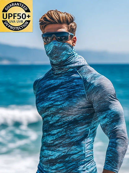 Men's Outdoor Sun Protection Breathable Cool Hooded Sun Protection Long Sleeve Top