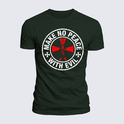 Luxe Mercerized Cotton Tee - Make No Peace with Evil Knight Templar Cross