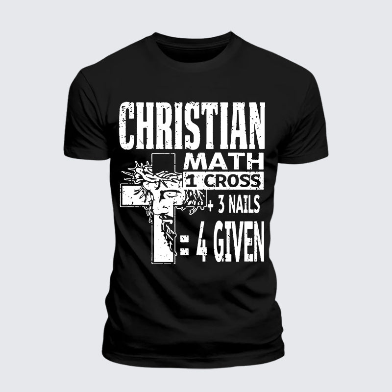 Luxe Mercerized Cotton Tee - Christian Math 1 Cross 3 Nails 4 Given