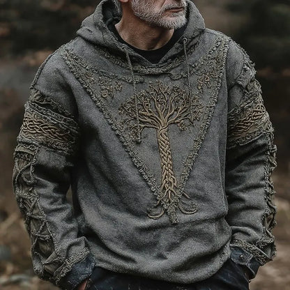 Men's Viking Celtic Knot Tree Of Life Paneled Comfort Hoodie
