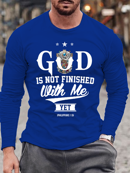 God Is Not Finished With Me Philippians 1:5 Christian Cotton Long Sleeve T-Shirt