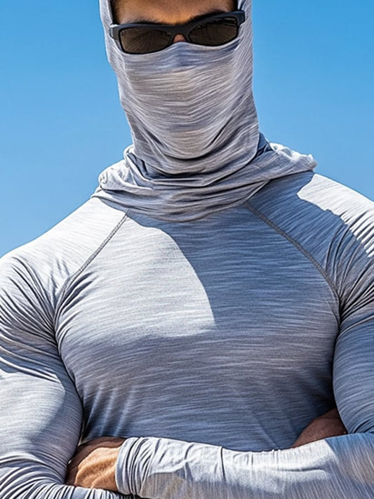 Men's Outdoor Sun Protection Breathable Cool Hooded Sun Protection Long-Sleeved Top