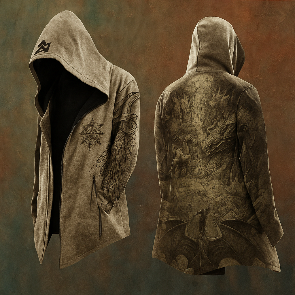 Men's Viking Mythology Ragnarök Totem Hooded Jacket