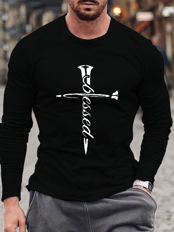 Faith Cross Cotton Long Sleeve T-Shirt
