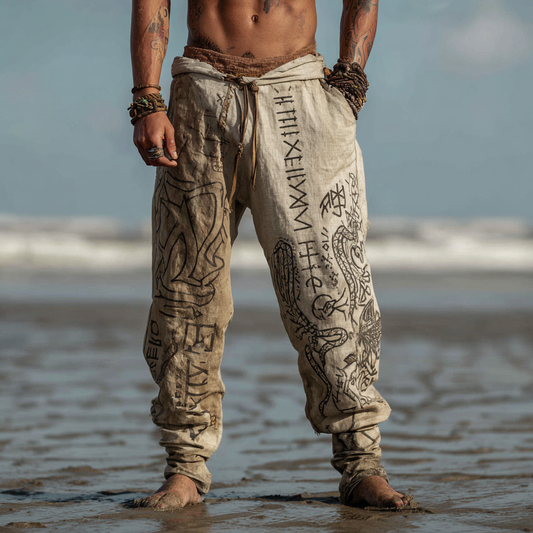 Men's Viking Totem Nordic Runes Bohemian Summer Pants
