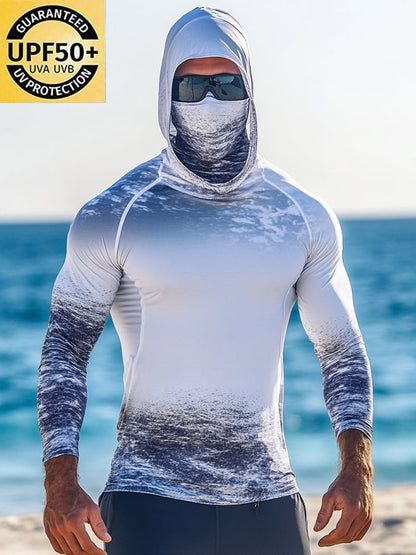 Men's Outdoor Sun Protection Breathable Cool Hooded Sun Protection Long-Sleeved Top