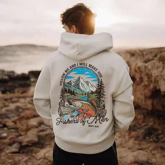 Follow Me And I Will Make You Fishers Of Men Matt 4:19 Printed Men's Hoodie