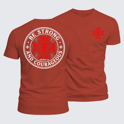 Luxe Mercerized Cotton Tee - Be Strong And Courageous Lion Joshua 1:9