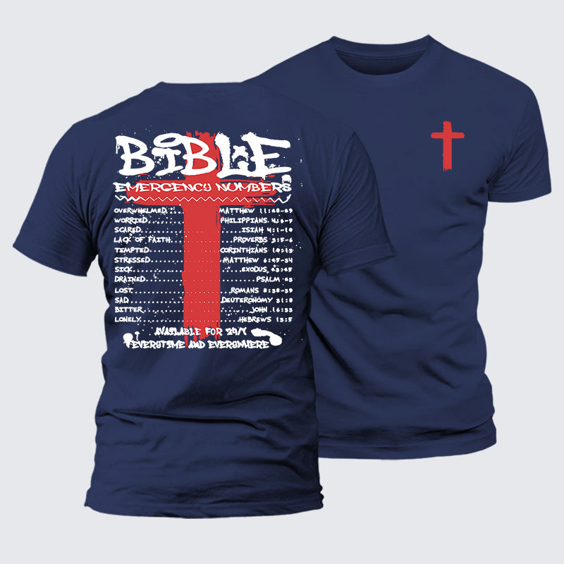 Luxe Mercerized Cotton Tee - Bible Emergency Numbers