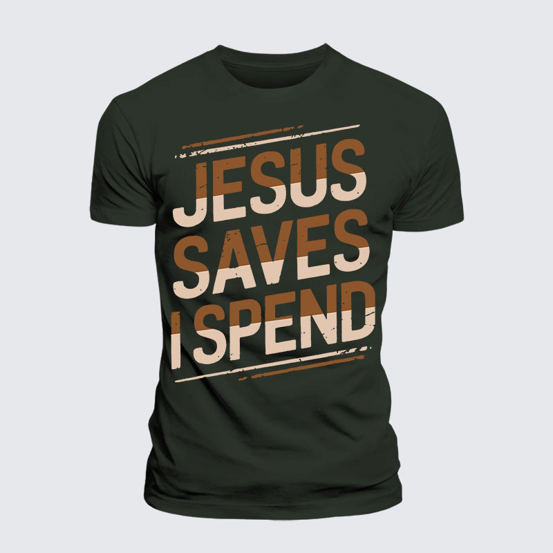Luxe Mercerized Cotton Tee - Jesus Saves I Spend