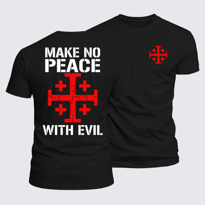 Luxe Mercerized Cotton Tee - Make No Peace with Evil Knight Templar Jerusalem Cross