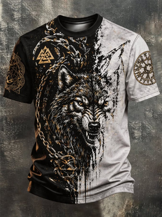 Men's Vintage Viking-Print T-Shirt
