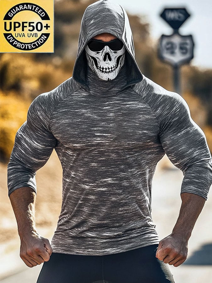 Men's Outdoor Sun Protection Breathable Cool Hooded Sun Protection Long Sleeve Top