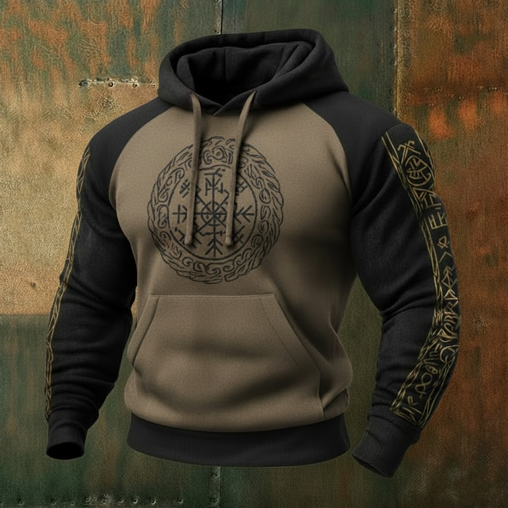 Nordic Viking Style Vegvísir Tree Of Life Casual Long-Sleeve Hoodie
