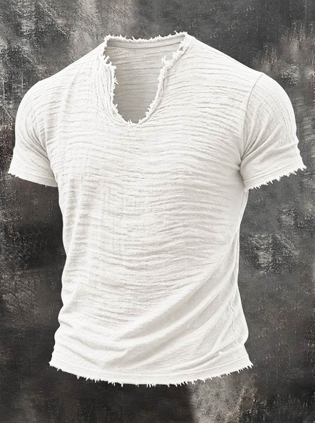 Men's Vintage Frayed V-Neck T-Shirt
