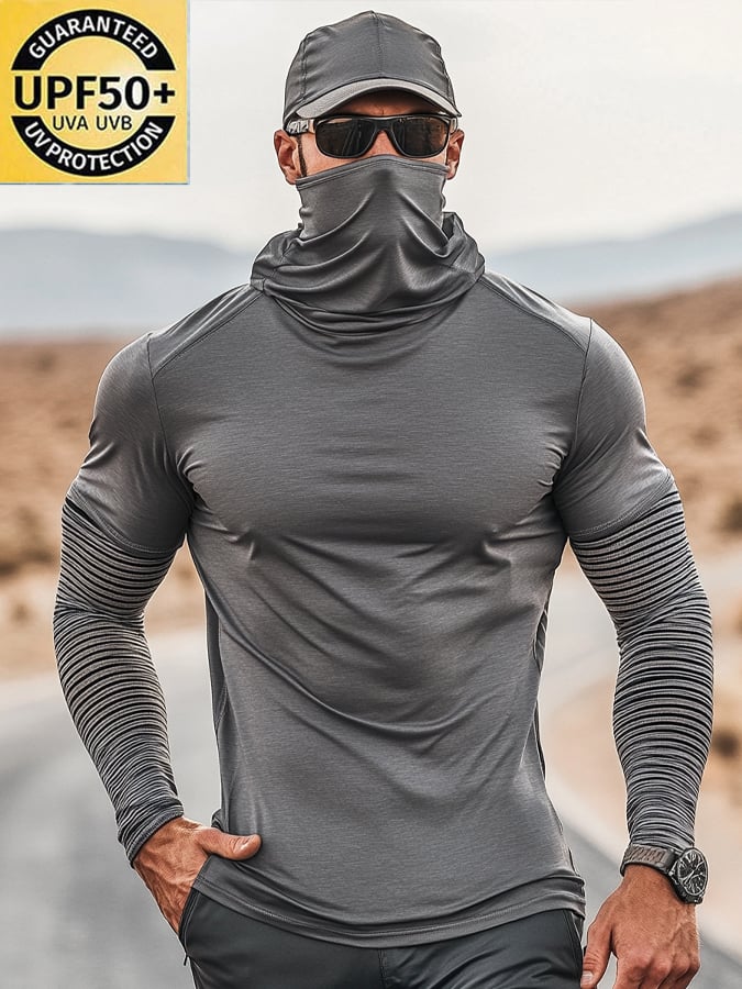 Men's Outdoor Sun Protection Breathable Cool Hooded Sun Protection Long Sleeve Top