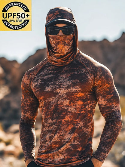 Men's Outdoor Sun Protection Breathable Cool Hooded Sun Protection Long Sleeve Top
