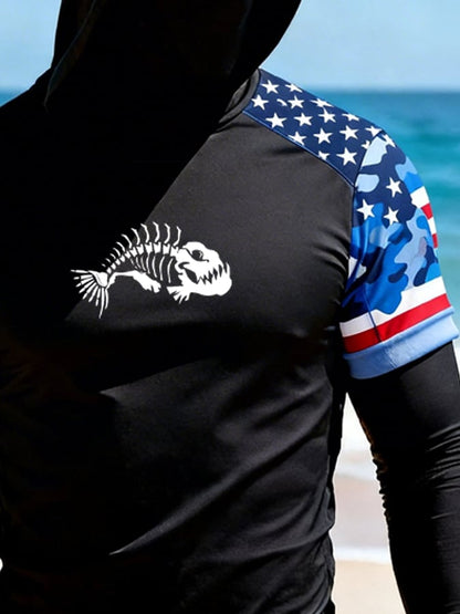 Men's Outdoor Sun Protection Breathable Cool Hooded Sun Protection Long-Sleeved Top