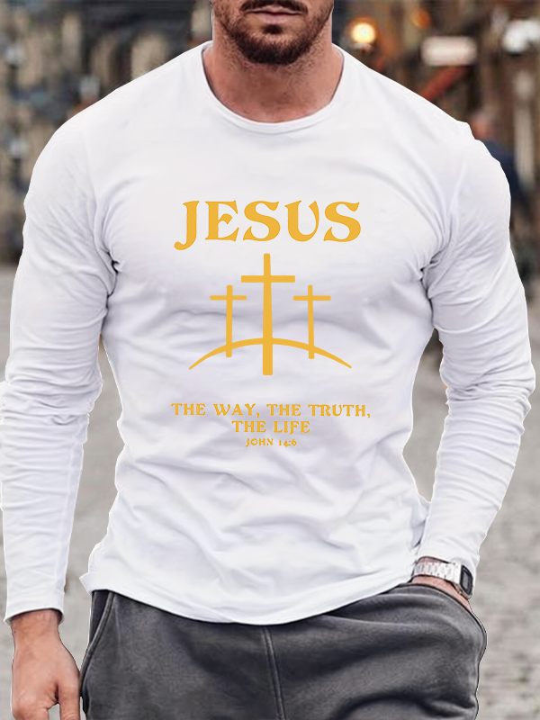 Jesus The Way The Truth The Life Cotton Long Sleeve T-Shirt