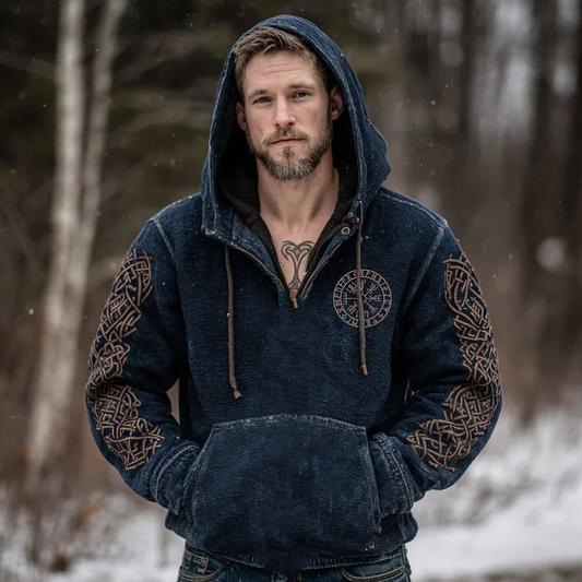 Men's Vintage Viking Totem Celtic Knot Art Print Hoodie
