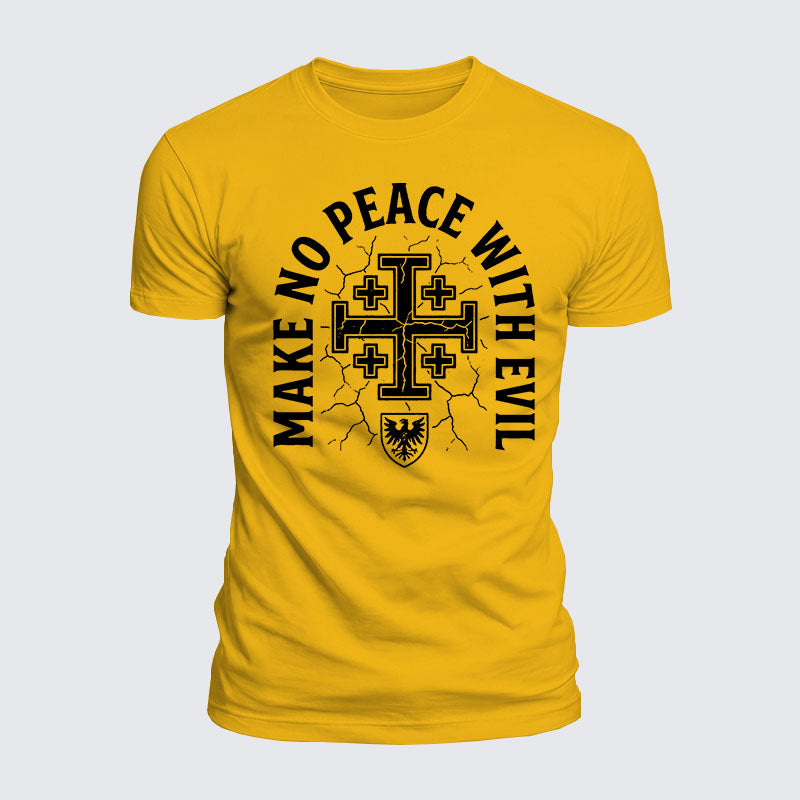 Luxe Mercerized Cotton Tee -  Make No Peace with Evil Knight Templar Jerusalem Cross