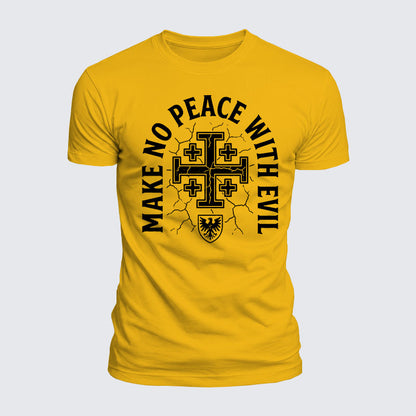 Luxe Mercerized Cotton Tee -  Make No Peace with Evil Knight Templar Jerusalem Cross
