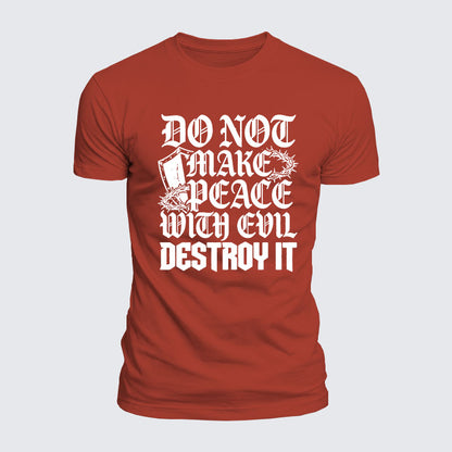 Luxe Mercerized Cotton Tee -  Make No Peace with Evil Knight Templar Jerusalem Cross