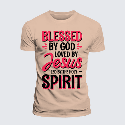 Luxe Mercerized Cotton Tee - Blessed By God Loved By Jesus Led By The Holy Spirit