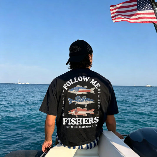 Follow Me Fishers Of Men Matthew 4:19 Printed Men's T-shirt