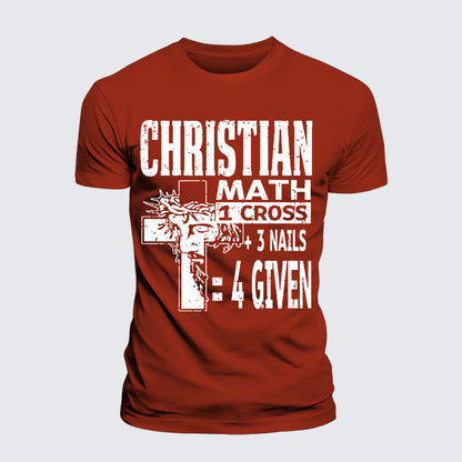 Luxe Mercerized Cotton Tee - Christian Math 1 Cross 3 Nails 4 Given