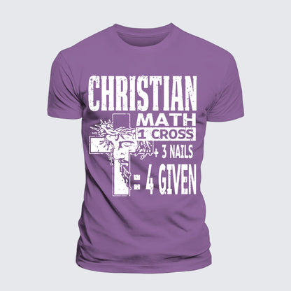 Luxe Mercerized Cotton Tee - Christian Math 1 Cross 3 Nails 4 Given