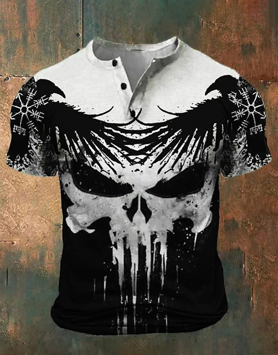 Graphic Viking Skull Fashion Retro Retro Classic Men's 3D Printed T-shirt T-shirt Henry Shirt Sports Outdoor Vacation Ou