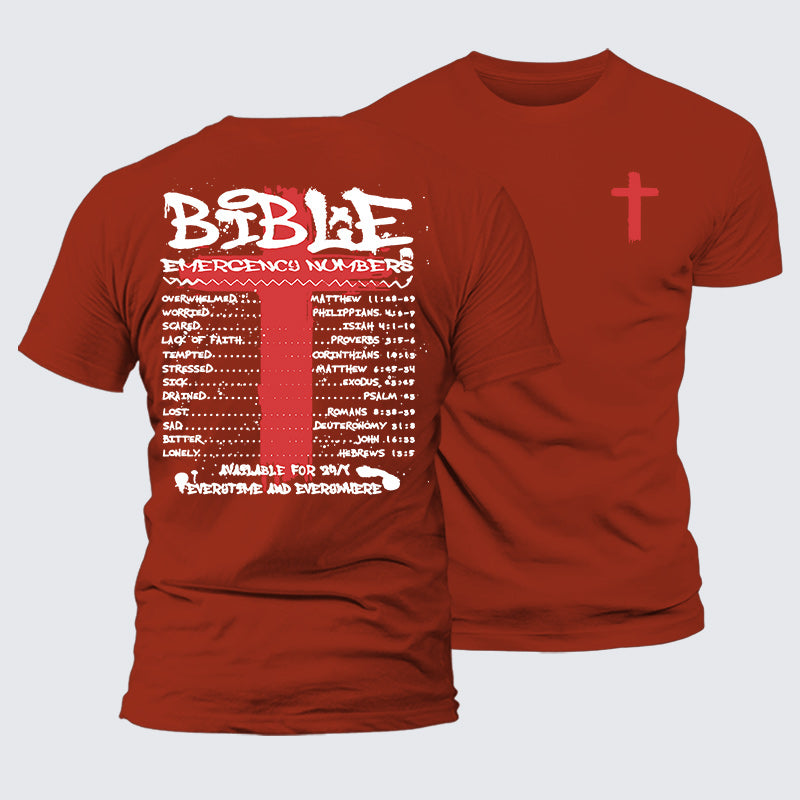 Luxe Mercerized Cotton Tee - Bible Emergency Numbers