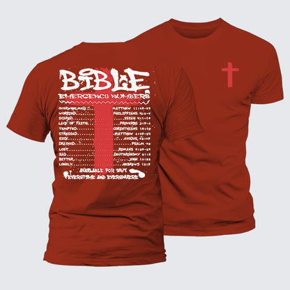 Luxe Mercerized Cotton Tee - Bible Emergency Numbers