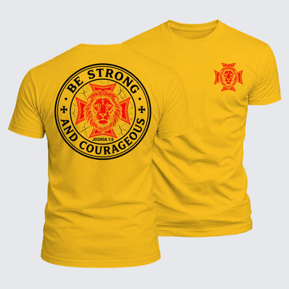 Luxe Mercerized Cotton Tee - Be Strong And Courageous Lion Joshua 1:9