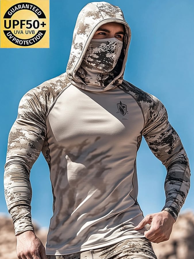 Men's Outdoor Sun Protection Breathable Cool Hooded Sun Protection Long Sleeve Top