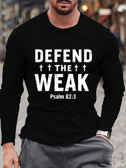Defend the Weak - Psalm 82:3 Christian Cotton Long Sleeve T-Shirt