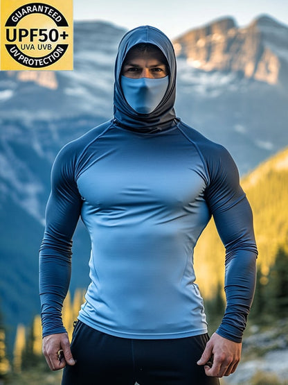 Men's Outdoor Sun Protection Breathable Cool Hooded Sun Protection Long Sleeve Top