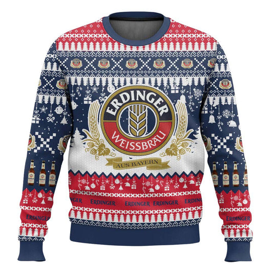 Unisex Vintage German Drinking Print Crew Neck Ugly Christmas Sweatshirt