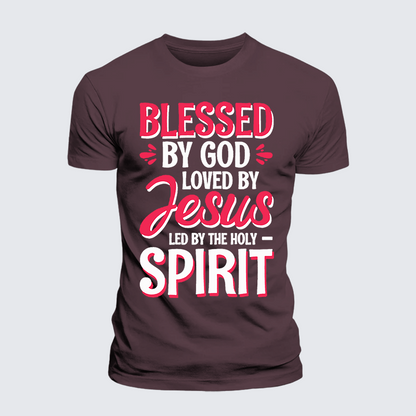 Luxe Mercerized Cotton Tee - Blessed By God Loved By Jesus Led By The Holy Spirit