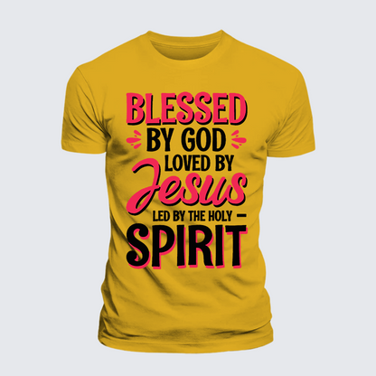 Luxe Mercerized Cotton Tee - Blessed By God Loved By Jesus Led By The Holy Spirit