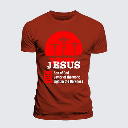 Luxe Mercerized Cotton Tee - Jesus The Son Of God The Savior Of The World The Light In The Darkness