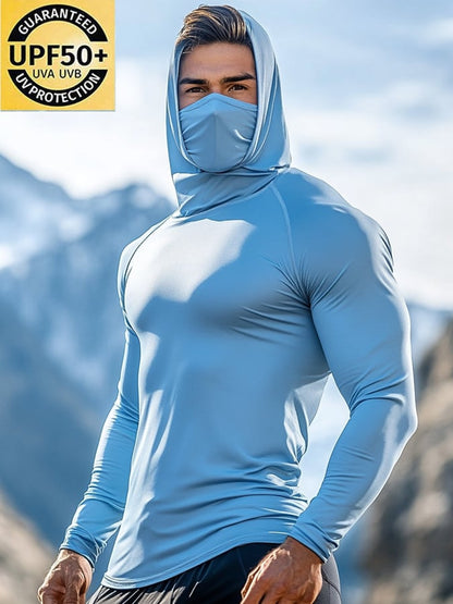 Men's Outdoor Sun Protection Breathable Cool Hooded Sun Protection Long Sleeve Top