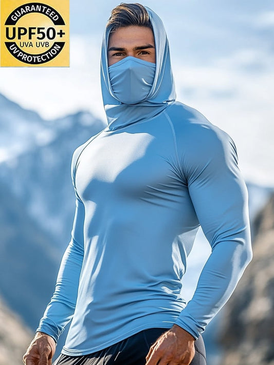 Men's Outdoor Sun Protection Breathable Cool Hooded Sun Protection Long Sleeve Top